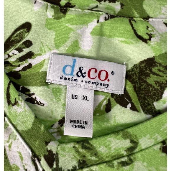 DENIM & CO. WOMEN'S PRINTED V-NECK 3/4 SLEEVE TOP GREEN - Picture 3 of 6